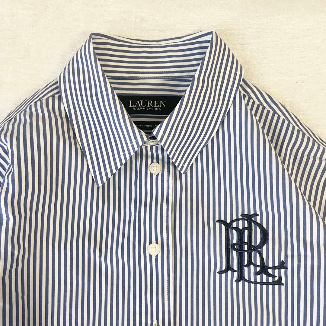 【未使用級】ローレンラルフローレン　ストライプ　シャツ　刺繍　XXS