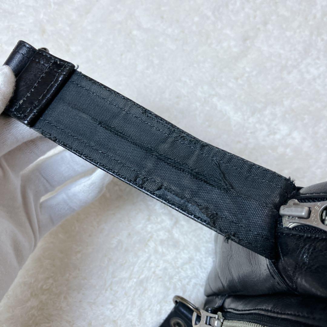 【希少】 PORTER オールレザー ショルダーバッグ 2層 ブラック 廃盤品