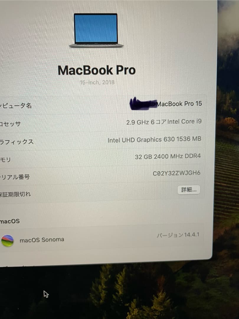 ◯Macbook Pro 2018 2TB 32GB 2.9GHz WIN11