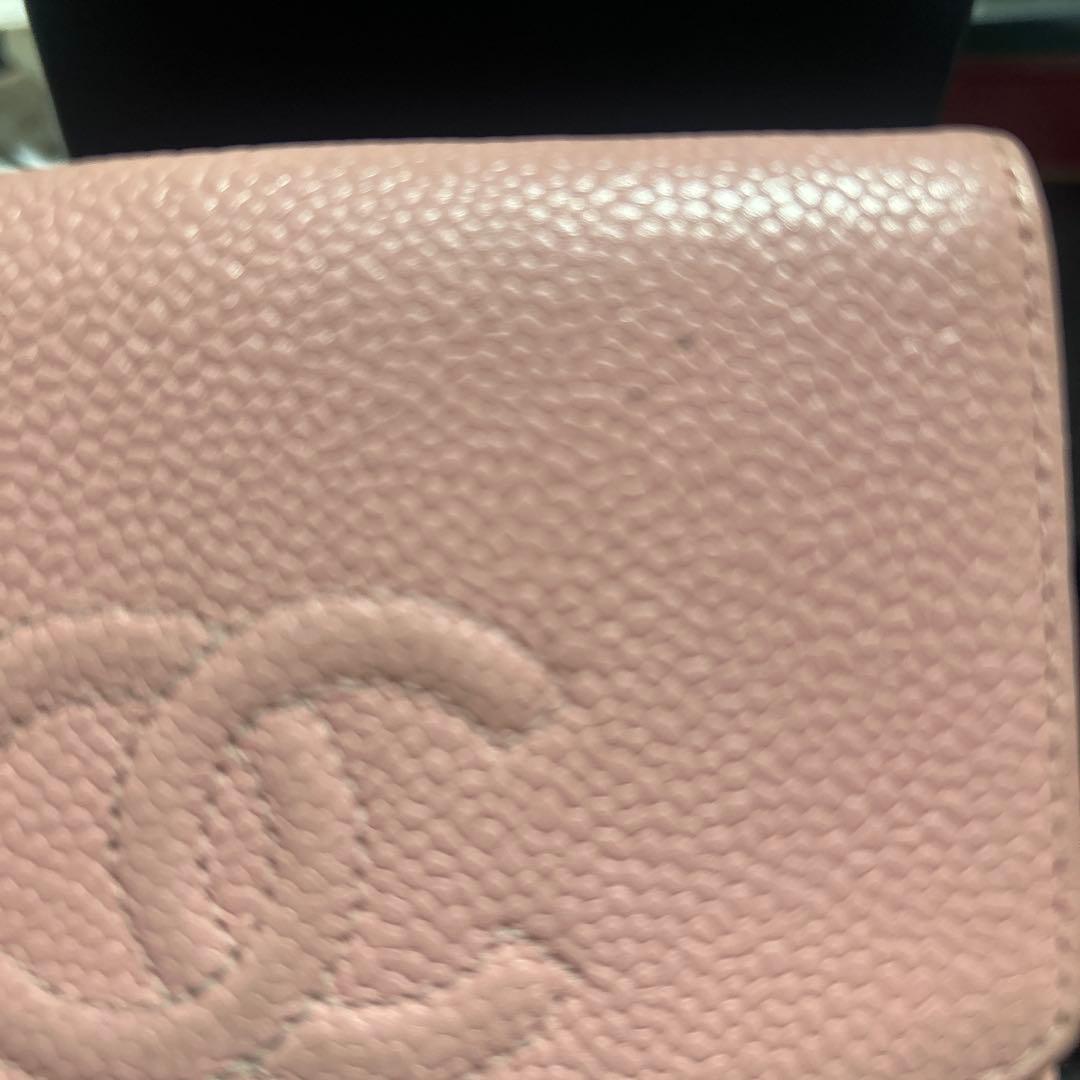 CHANEL ピンク レザー 二つ折り財布