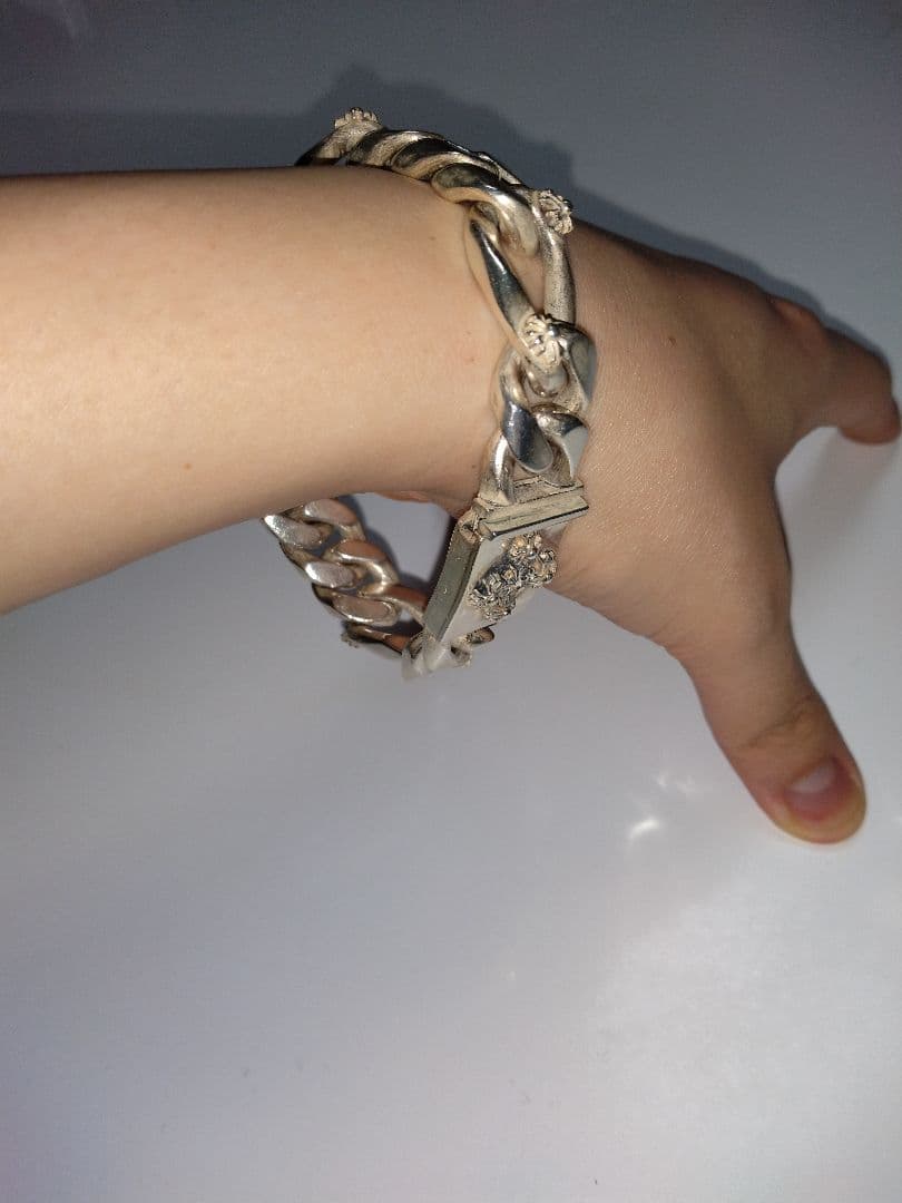 シルバー調 925 クロムハーツ系　喜平　チェーンブレスレット　全長 約24cm