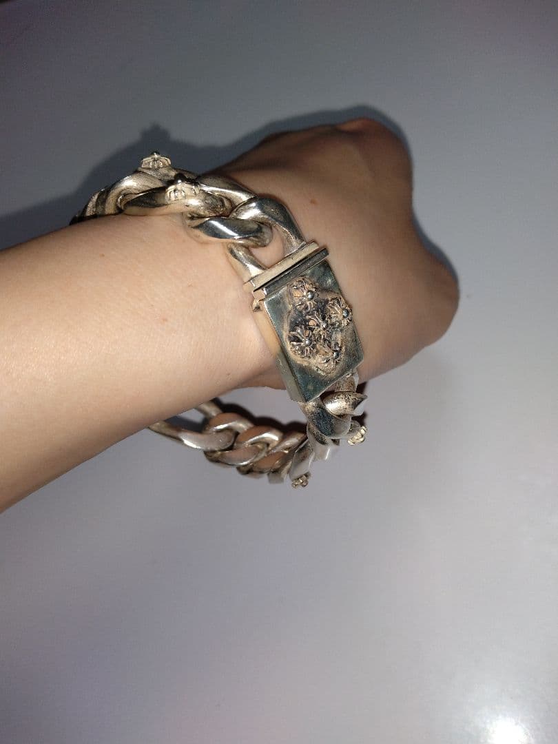 シルバー調 925 クロムハーツ系　喜平　チェーンブレスレット　全長 約24cm