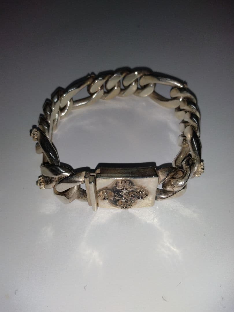 シルバー調 925 クロムハーツ系　喜平　チェーンブレスレット　全長 約24cm