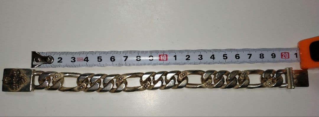 シルバー調 925 クロムハーツ系　喜平　チェーンブレスレット　全長 約24cm