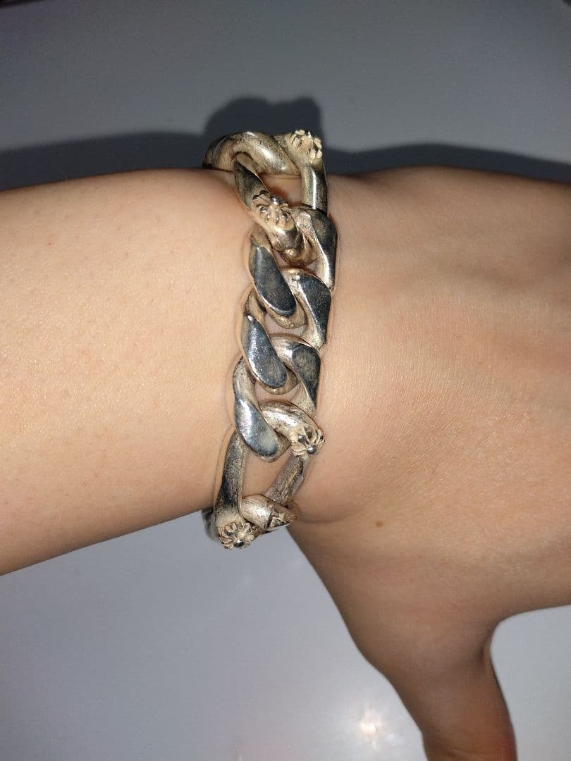 シルバー調 925 クロムハーツ系　喜平　チェーンブレスレット　全長 約24cm