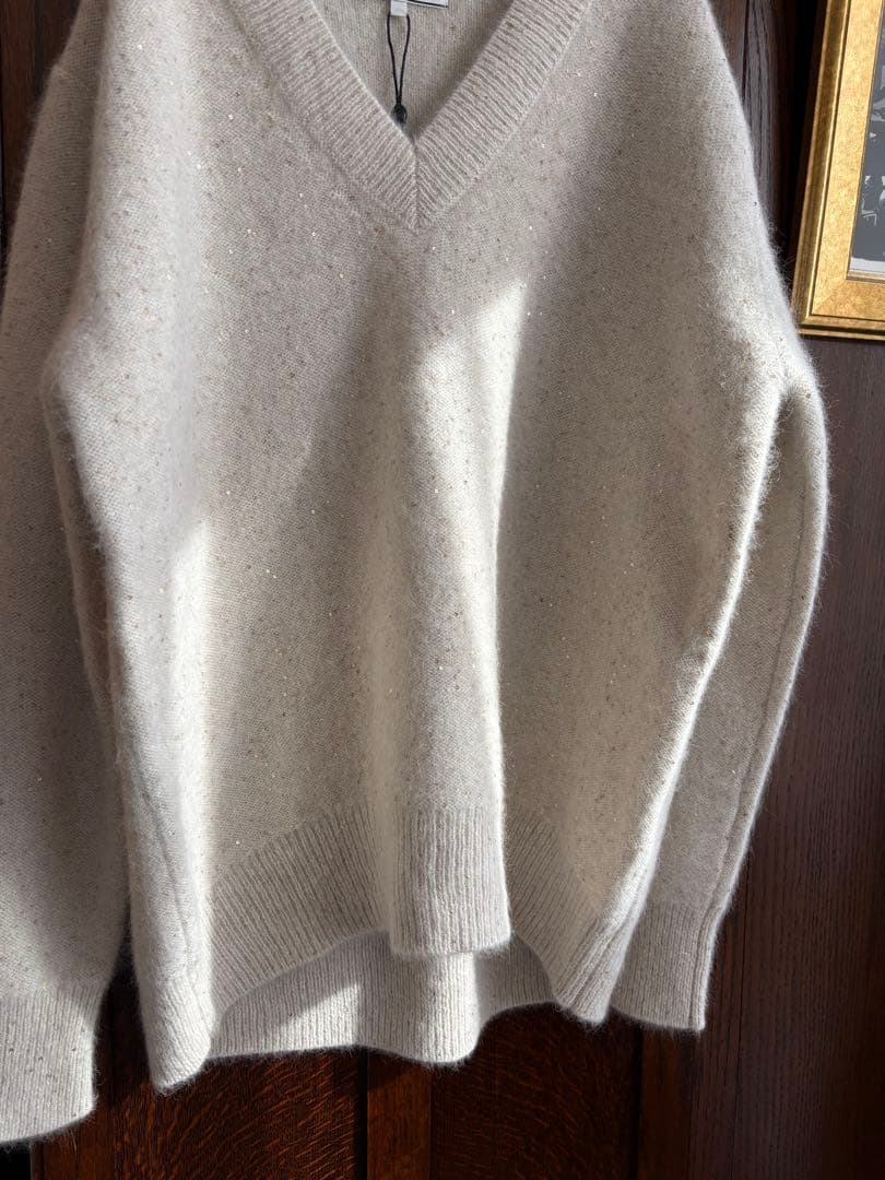 新品タグ付 BEIGE, ベイジ モヘアニット　ラメ