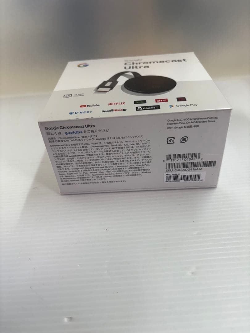 新品 未開封　Google Chromecast Ultra グーグル/F-1