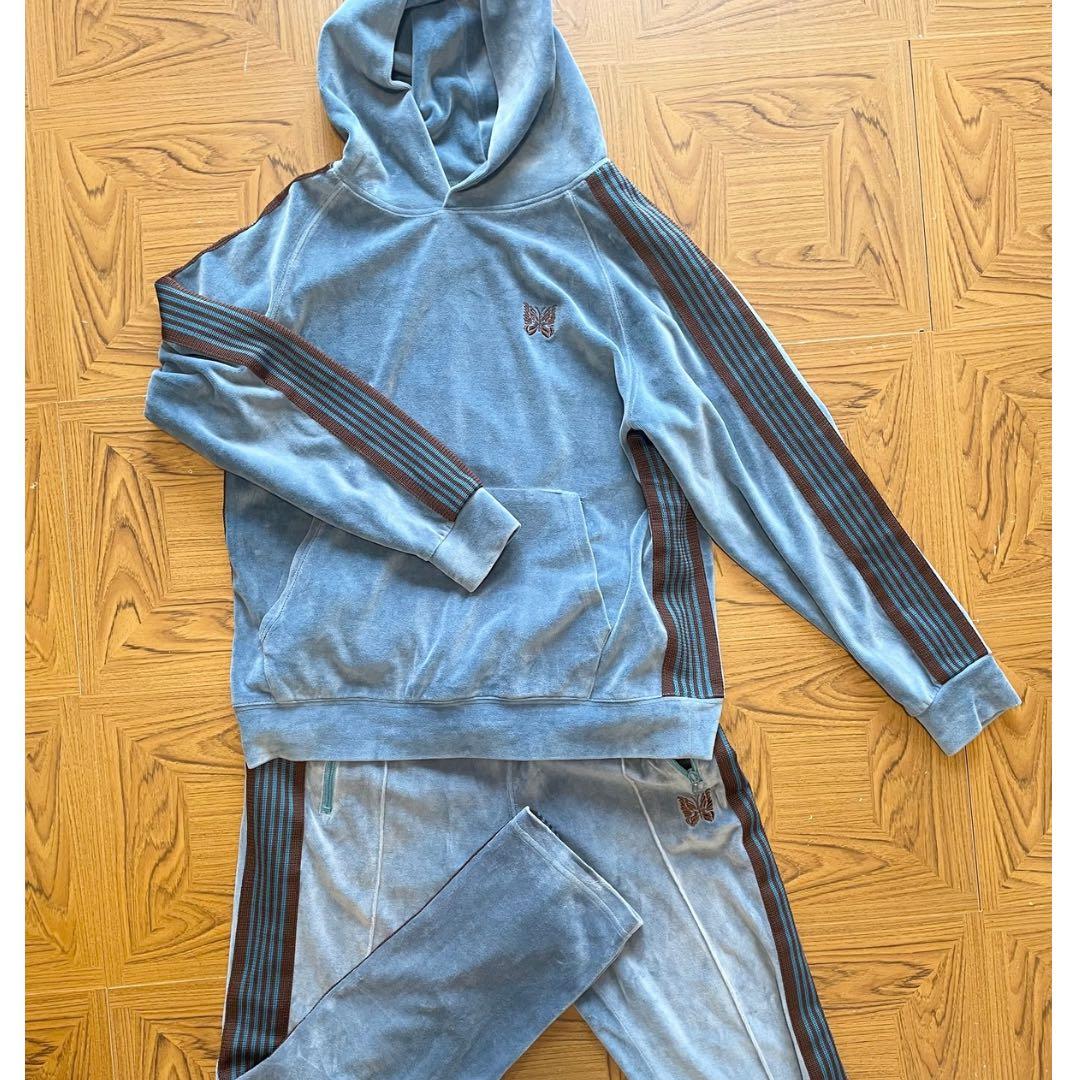 NeedIes ベロア　セットアップ　トラックフーディー　水色