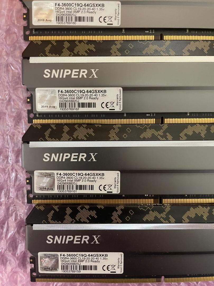 メモリ 16GB×4枚=64GB DDR4-3600 G.Skill 動作保証