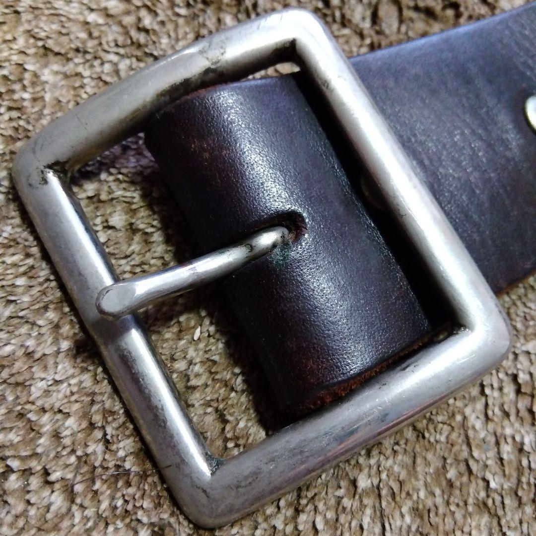 32inch HTC ターコイズ フラワー レザー スタッズベルト ブラウン