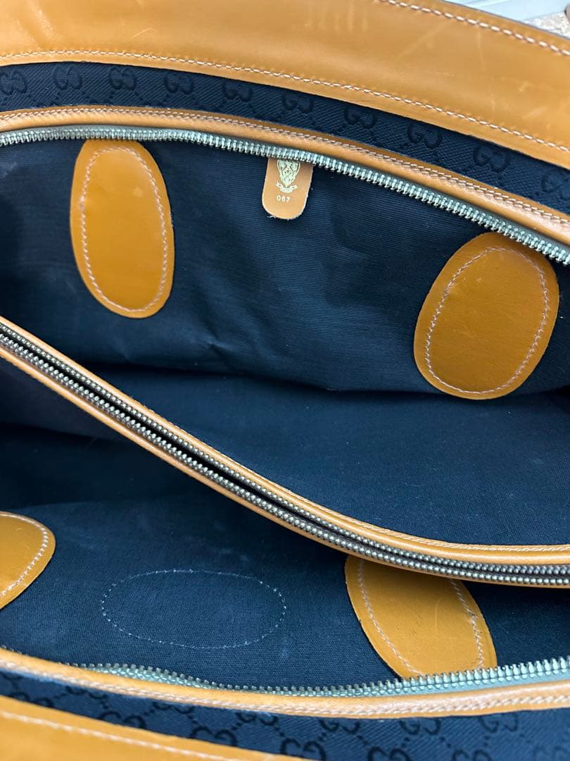 ジャンク品 GUCCI トラベル用ボストンバッグ(GG柄×キャンパスレザー)