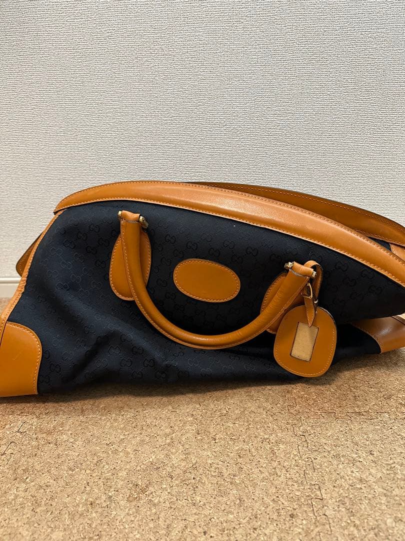 ジャンク品 GUCCI トラベル用ボストンバッグ(GG柄×キャンパスレザー)