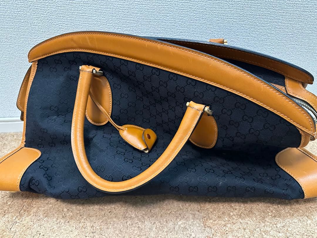 ジャンク品 GUCCI トラベル用ボストンバッグ(GG柄×キャンパスレザー)