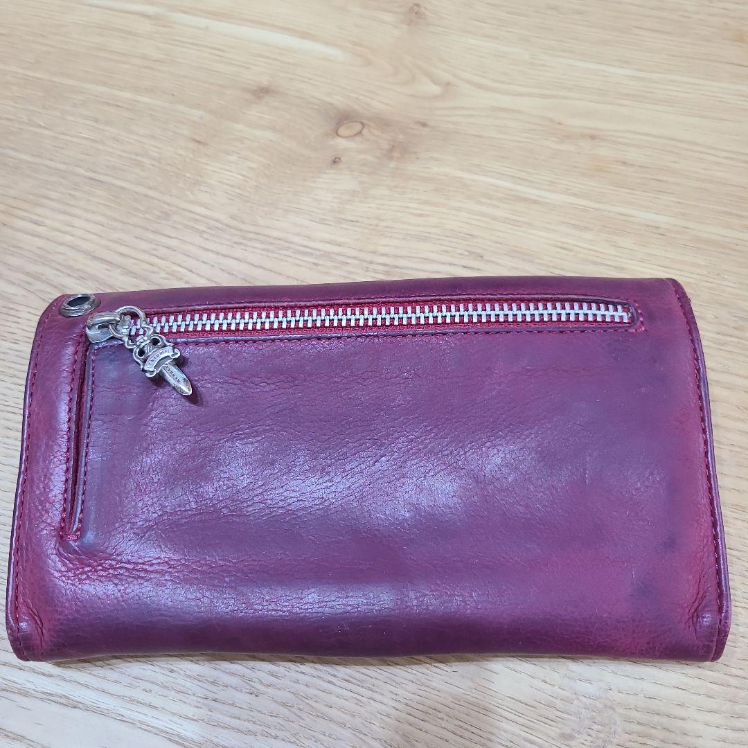 【クロムハーツ】ウェーブウォレット　レッド