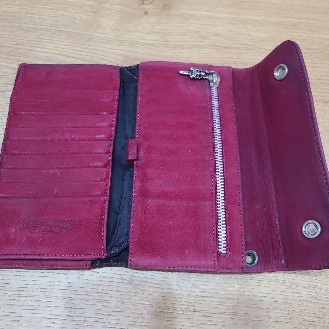 【クロムハーツ】ウェーブウォレット　レッド