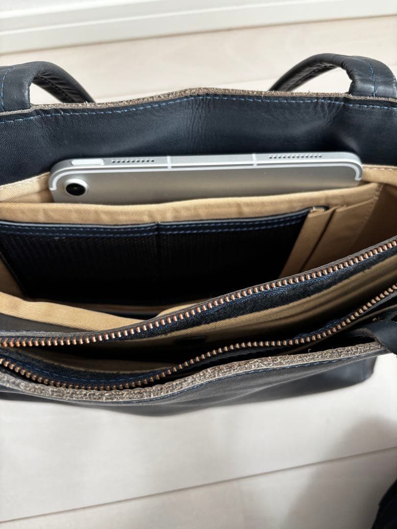 東急ハンズオリジナル　ガッドワーク　レザートート　L　37501　ネイビー