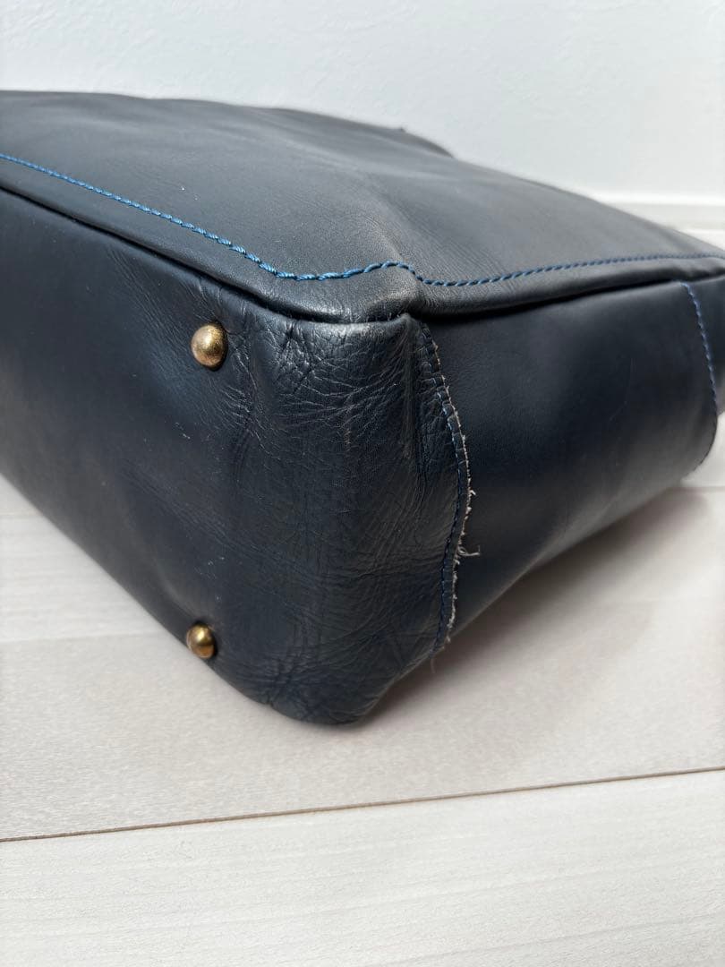 東急ハンズオリジナル　ガッドワーク　レザートート　L　37501　ネイビー