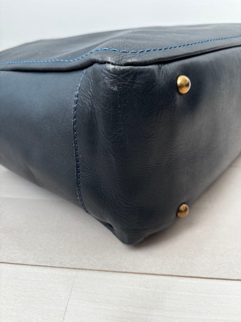 東急ハンズオリジナル　ガッドワーク　レザートート　L　37501　ネイビー