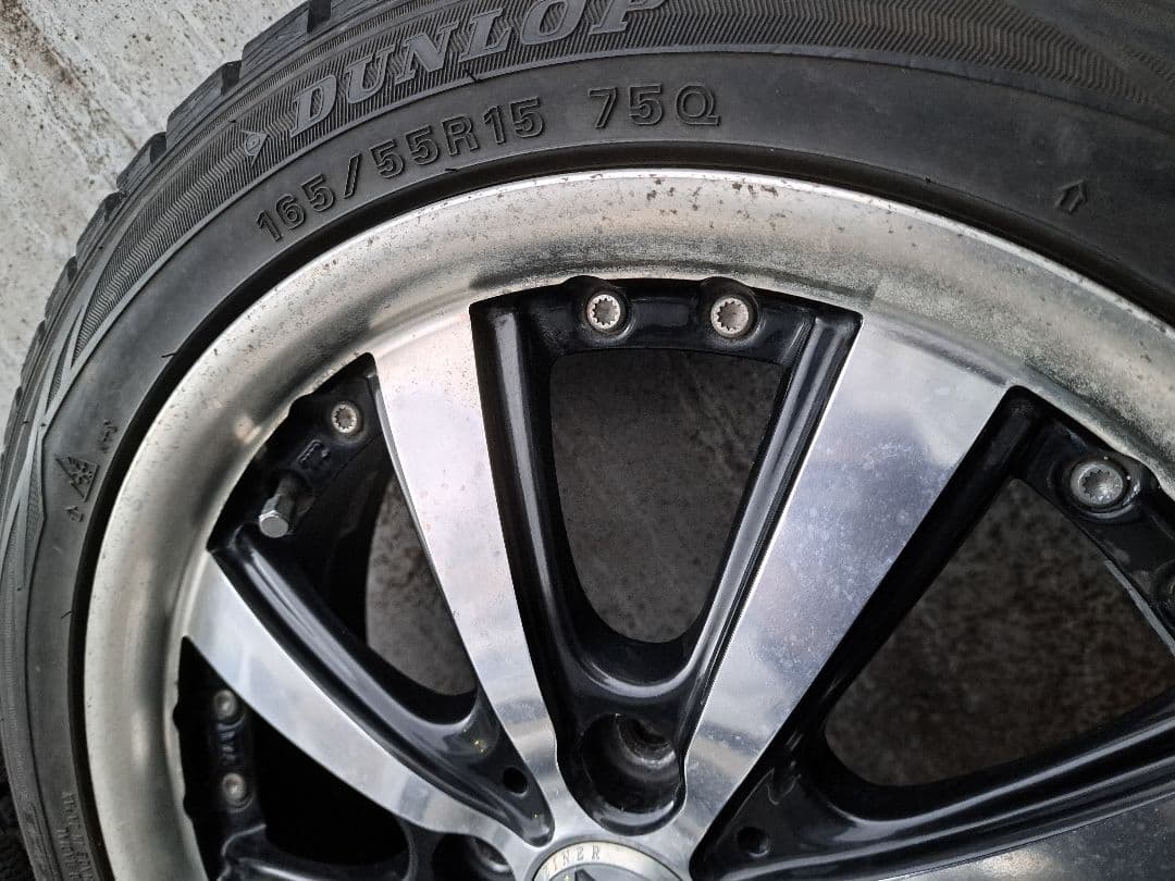 155/55R15バリ山！15×5J+45 4H100安心ダンロップ！中古です