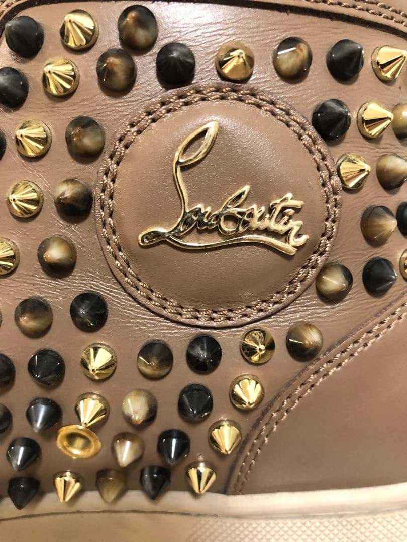 チ*カ様 CHRISTIAN LOUBOUTINスタッズ装飾ブラウンハイカットス