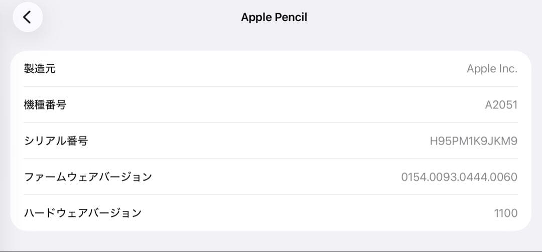 未使用に近い　Apple保証　2025年12月購入　Apple Pencil 2