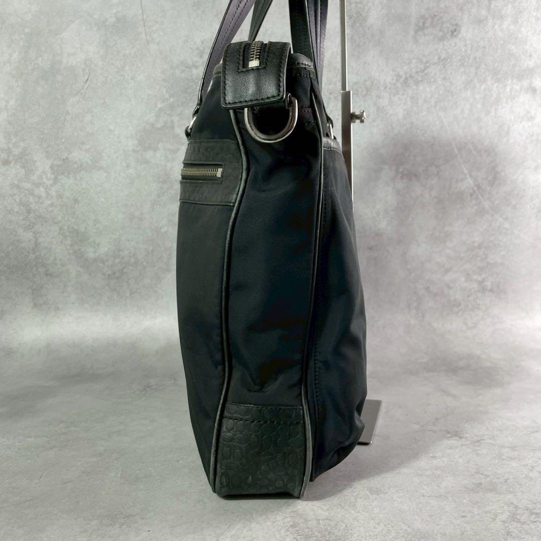 コーチ　2way ビジネスバッグ　ブリーフケース　ナイロン　レザー　ブラック