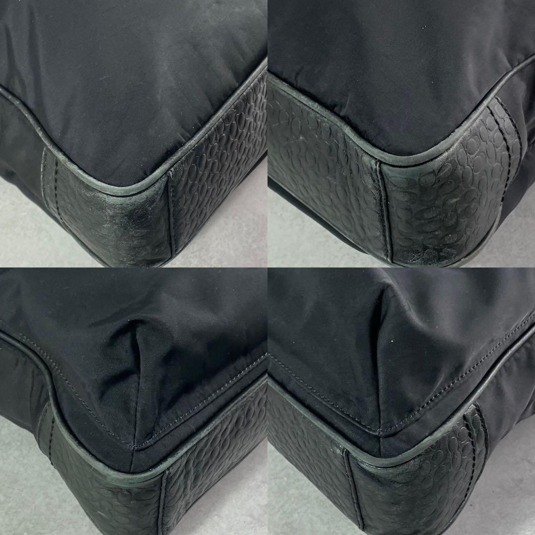 コーチ　2way ビジネスバッグ　ブリーフケース　ナイロン　レザー　ブラック