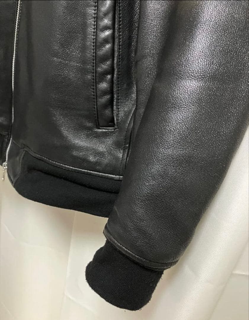 ナノユニバース レザー MA-1ボンバージャケット Black