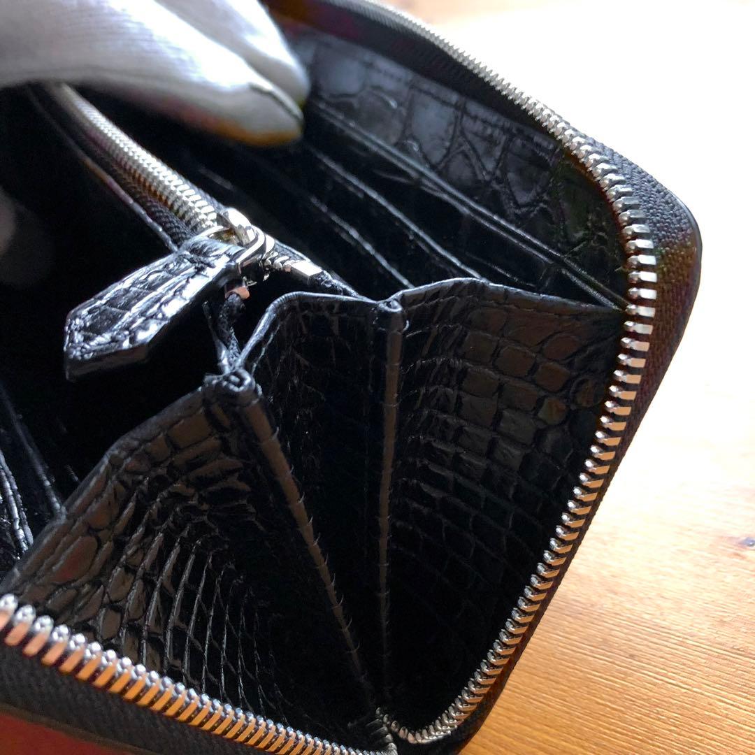 【クロコ1枚革】クロコダイル 最高級長財布 サイフ メンズ ワニ革 レザー