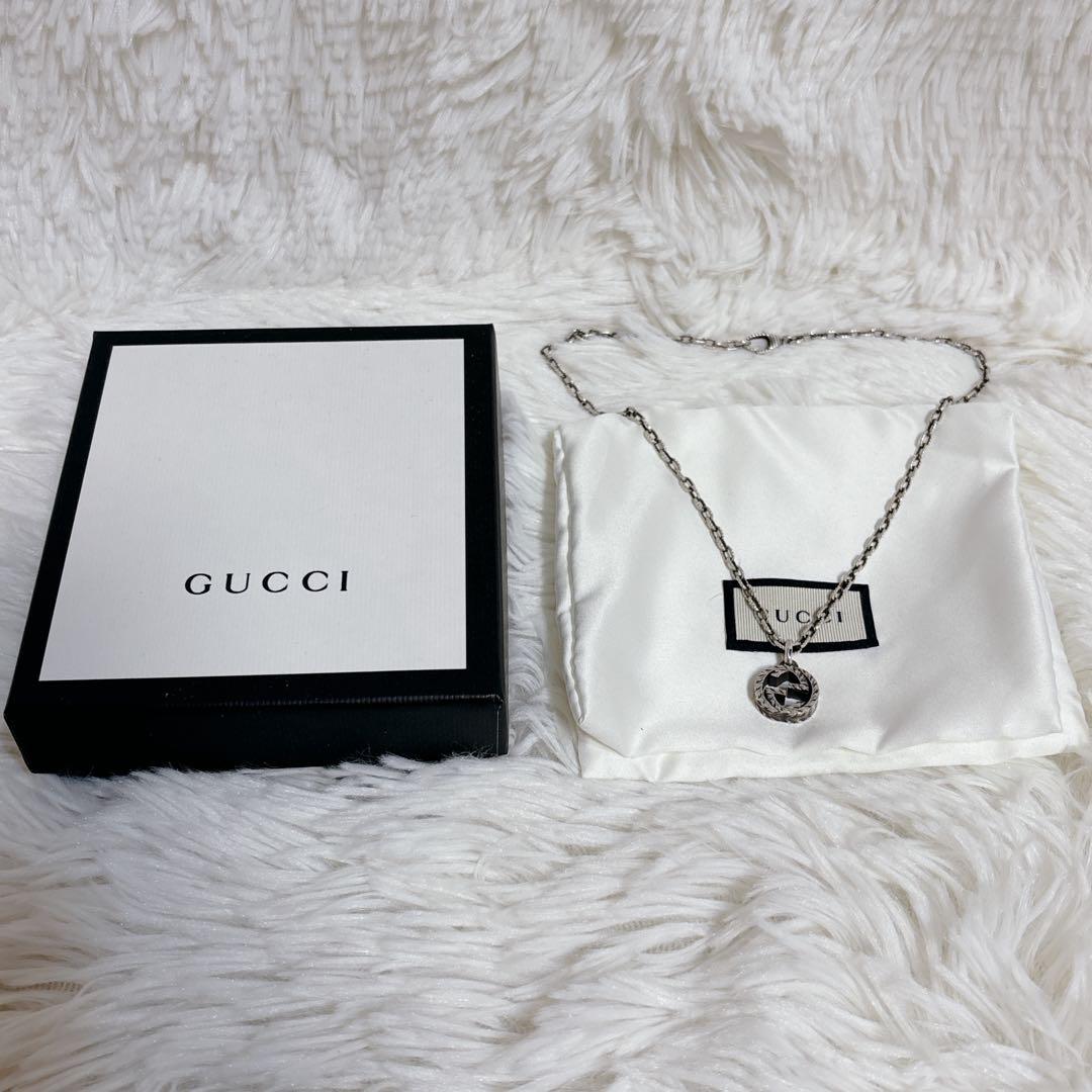 グッチ　ネックレス　アラベスク　インターロッキング　GG シルバー