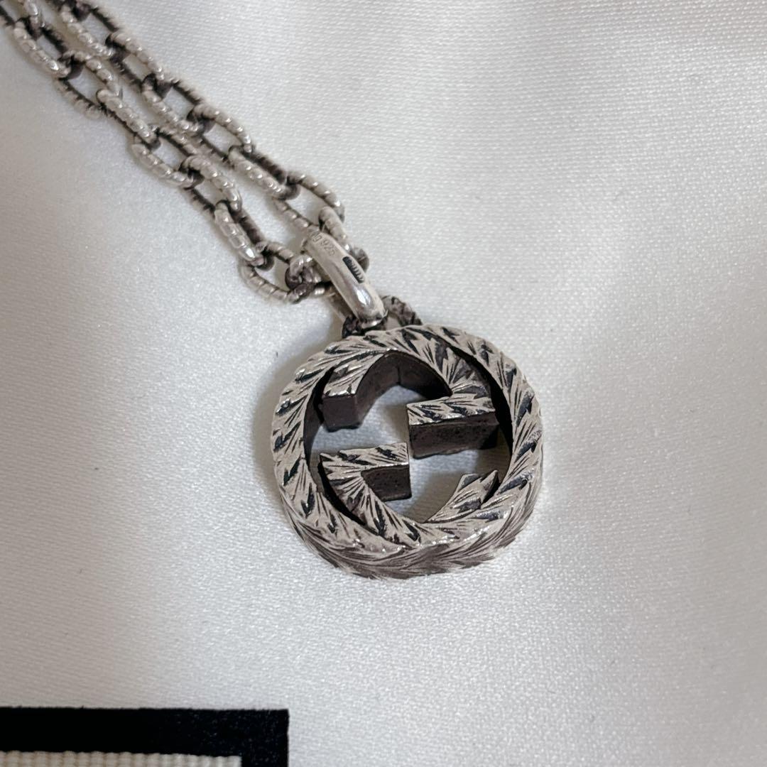グッチ　ネックレス　アラベスク　インターロッキング　GG シルバー