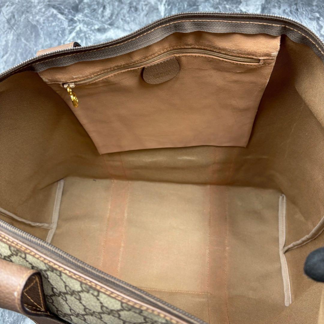 ✨美品✨GUCCI GG ボストンバッグ ブラウン ベージュ レザー ロゴ 金具