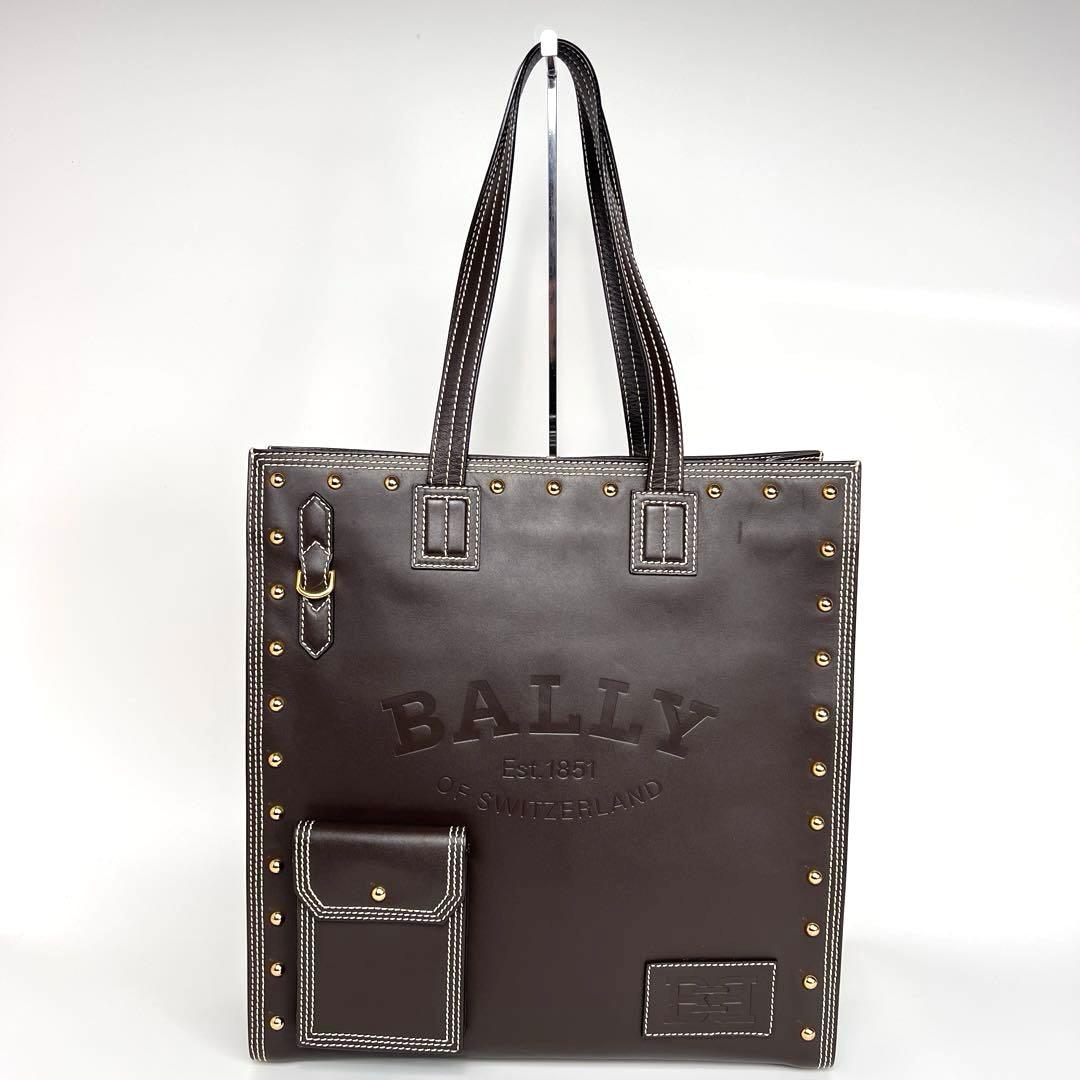 【未使用級】BALLY トートバッグ　クリスタリア　レザー　ロゴ型押し　スタッズ
