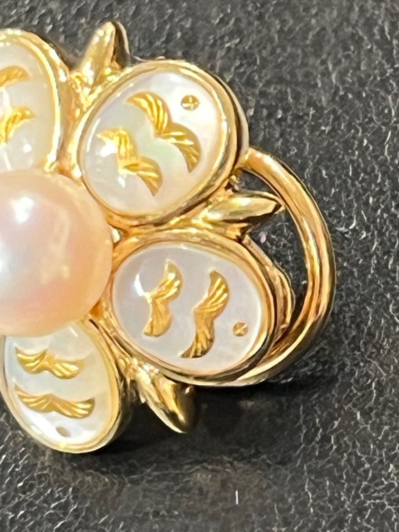希少　MIKIMOTO ミキモト　ピクウェ　シェル.パール　イヤリングK18刻印