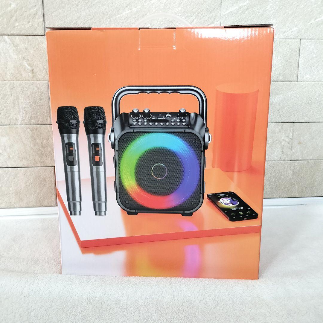 スピーカー カラオケセット マイクつき Bluetooth 小型 LEDモード