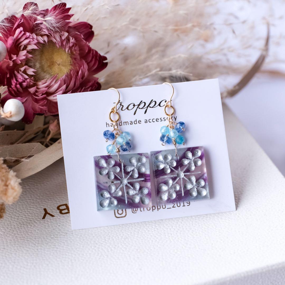 廃盤レア商品♦︎14kgfフローライトクリスマスキルトカービングピアス