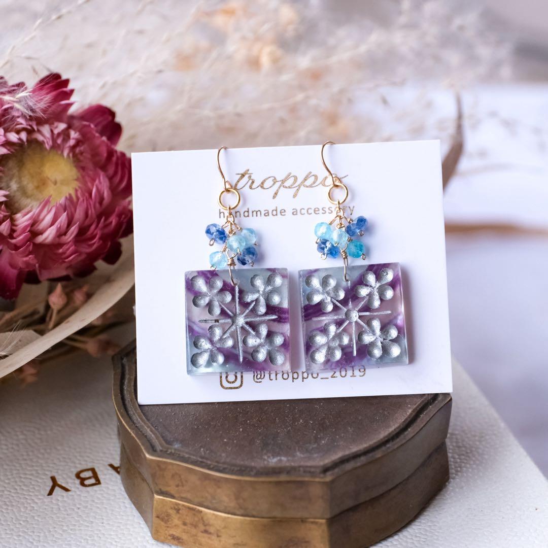 廃盤レア商品♦︎14kgfフローライトクリスマスキルトカービングピアス