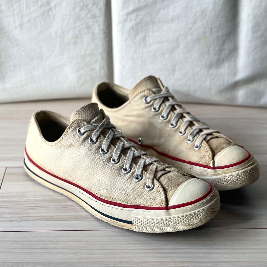 貴重な三ツ星！良い雰囲気！US9！70s コンバース チャックテイラー 生成り