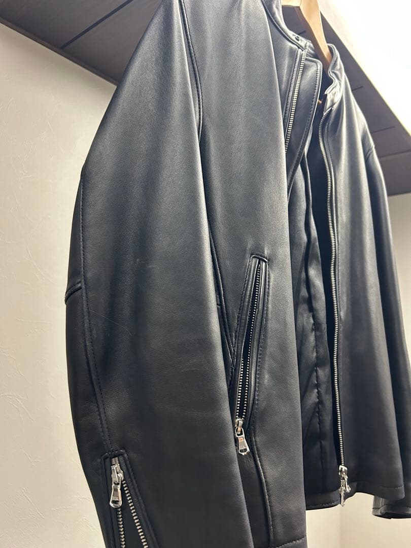 BEAUTY&YOUTH ブラックレザーシングルライダースジャケット M