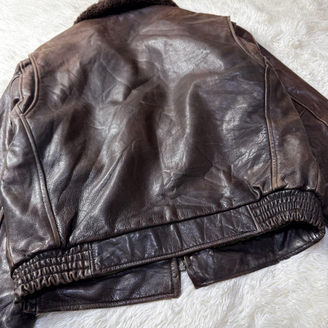 AVIREX G-1 フライトレザージャケット L ダークブラウン 本革 襟ボア