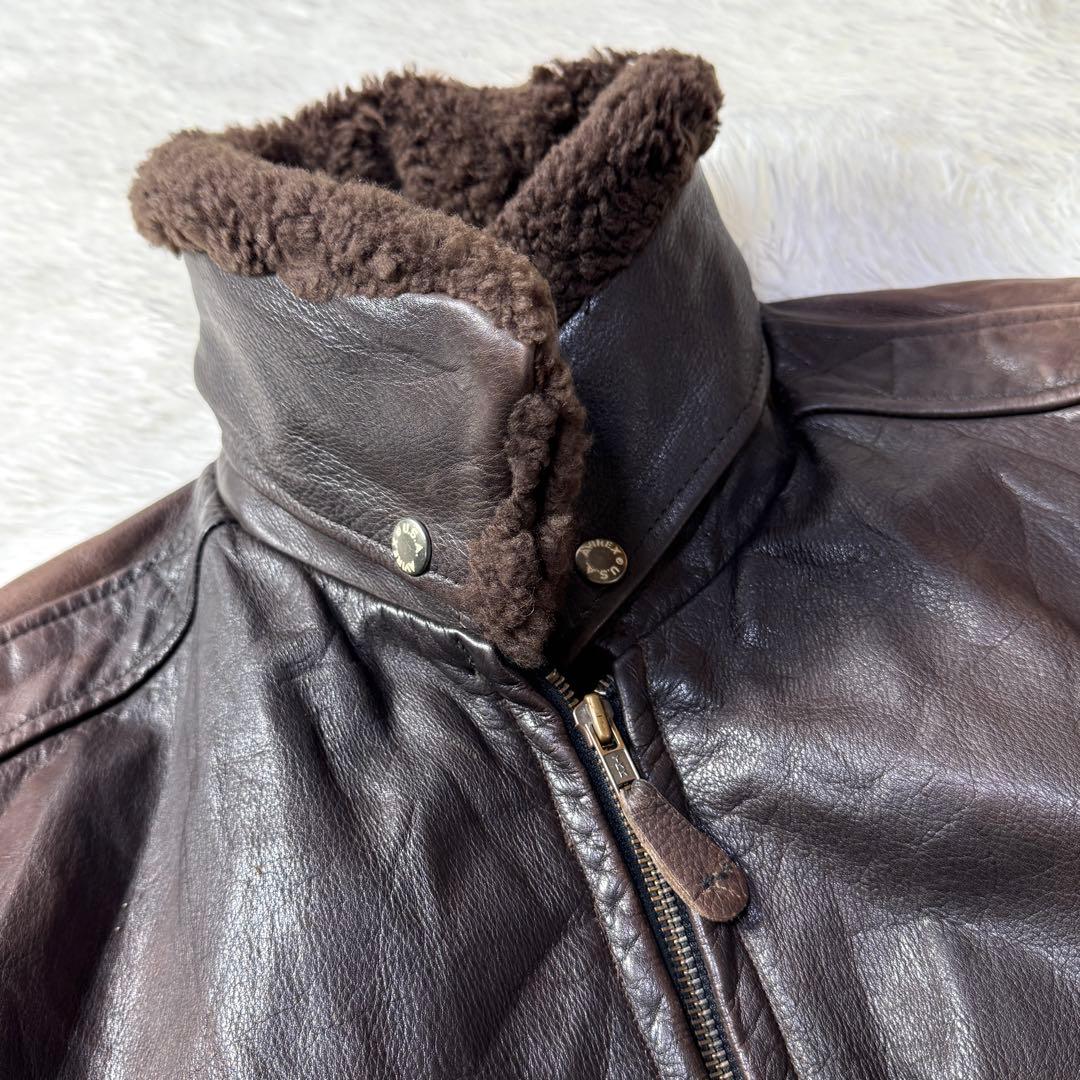 AVIREX G-1 フライトレザージャケット L ダークブラウン 本革 襟ボア