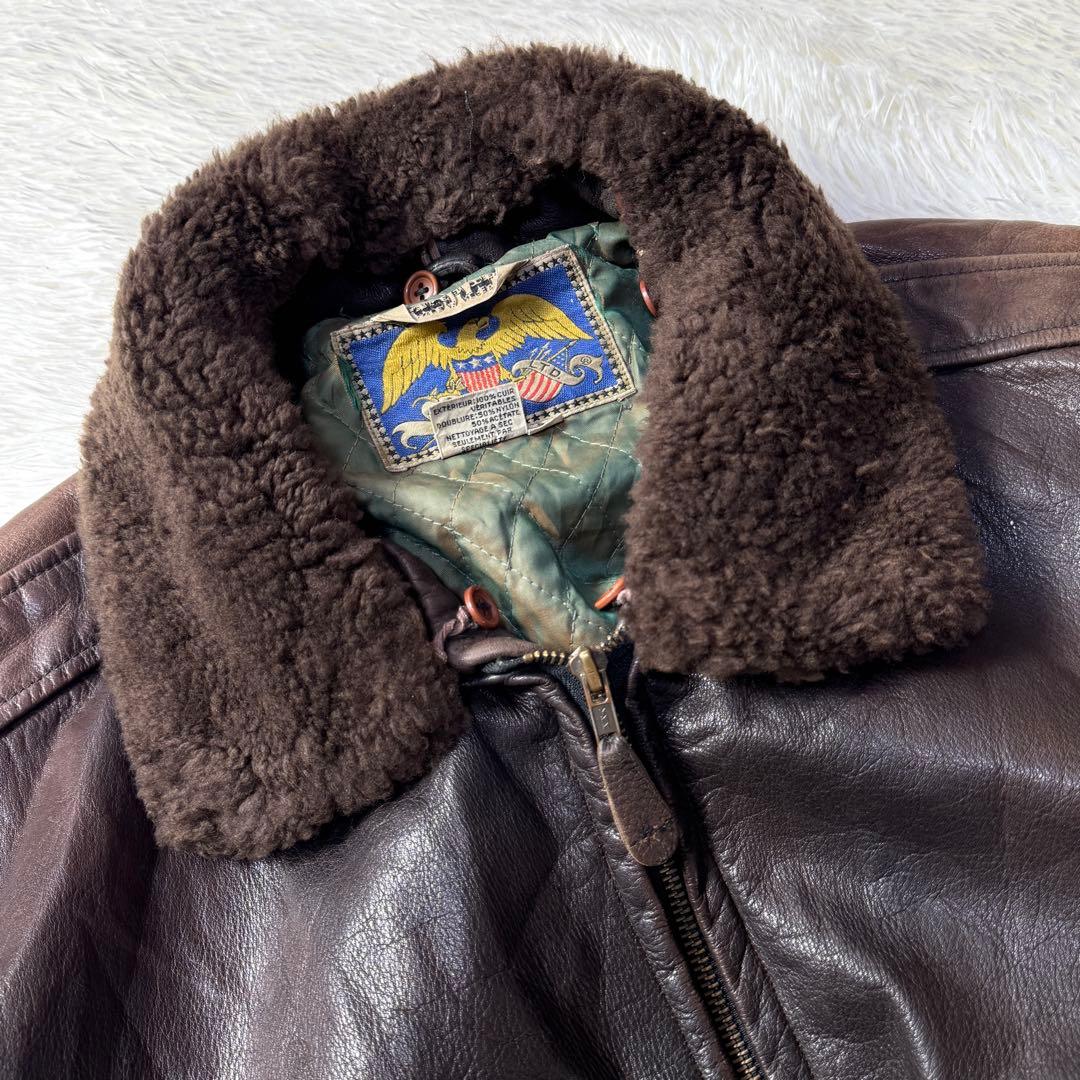 AVIREX G-1 フライトレザージャケット L ダークブラウン 本革 襟ボア