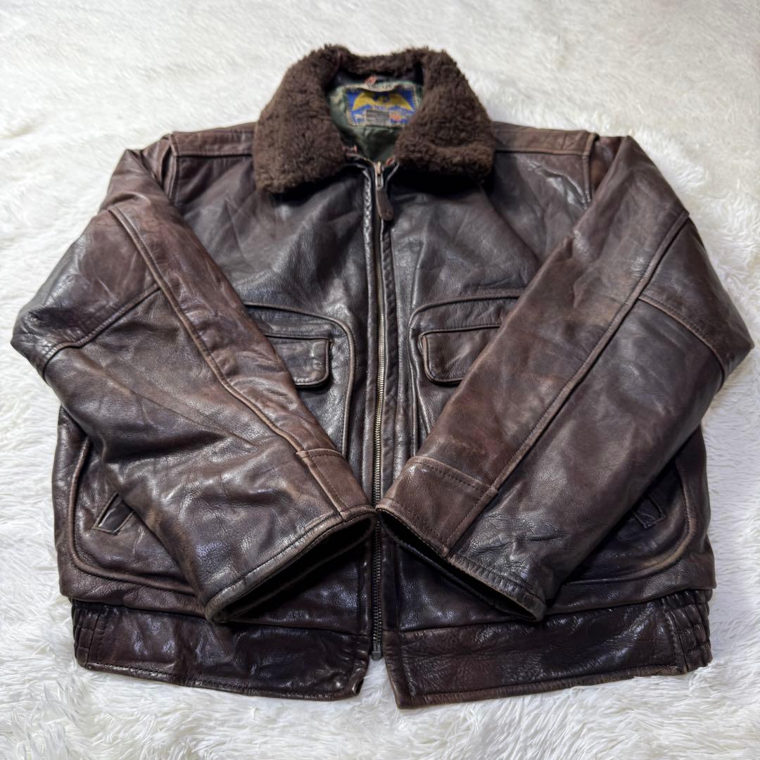 AVIREX G-1 フライトレザージャケット L ダークブラウン 本革 襟ボア