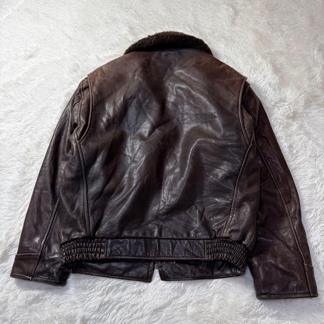 AVIREX G-1 フライトレザージャケット L ダークブラウン 本革 襟ボア