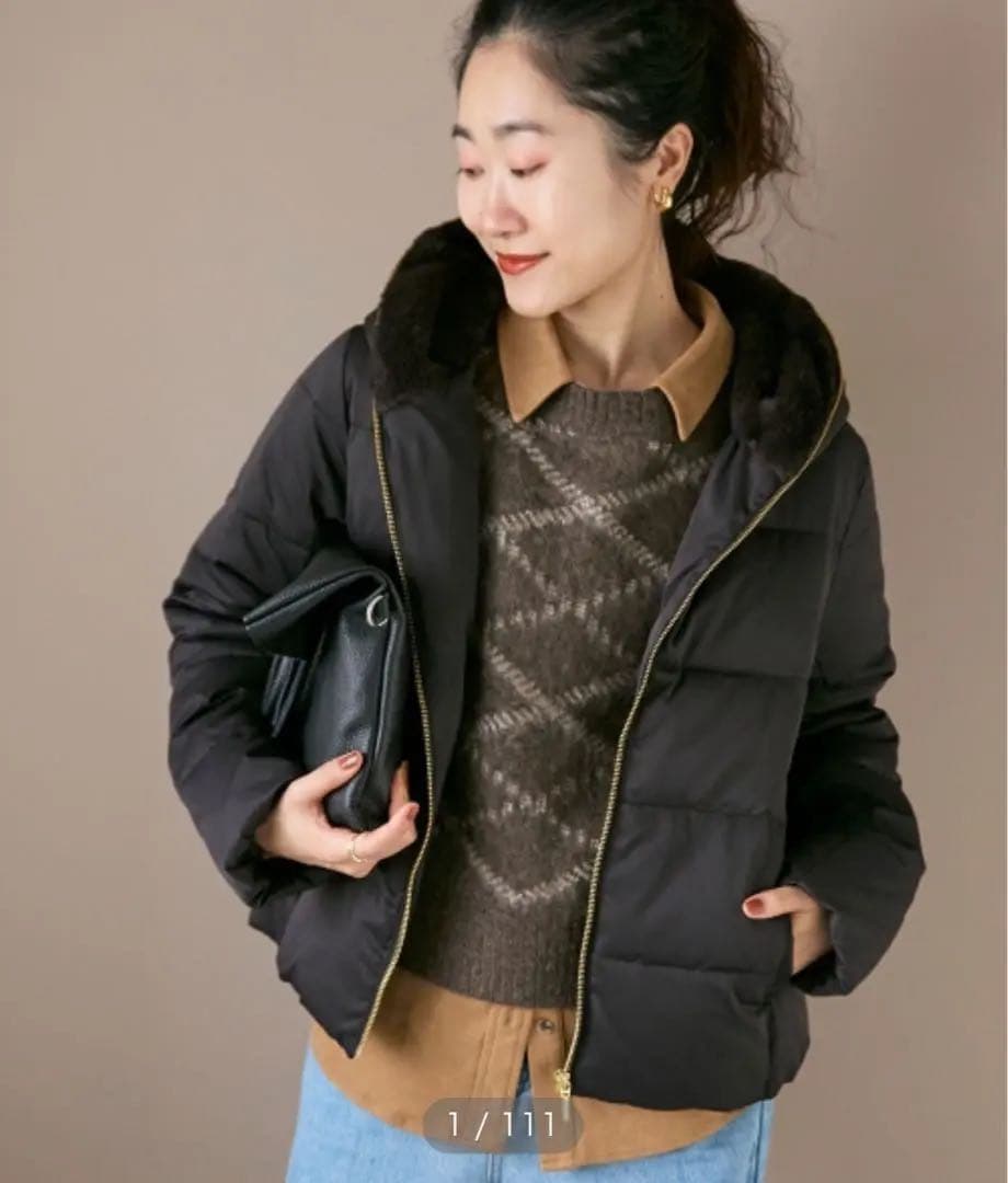 ルクールブラン　ファーフードショートダウン