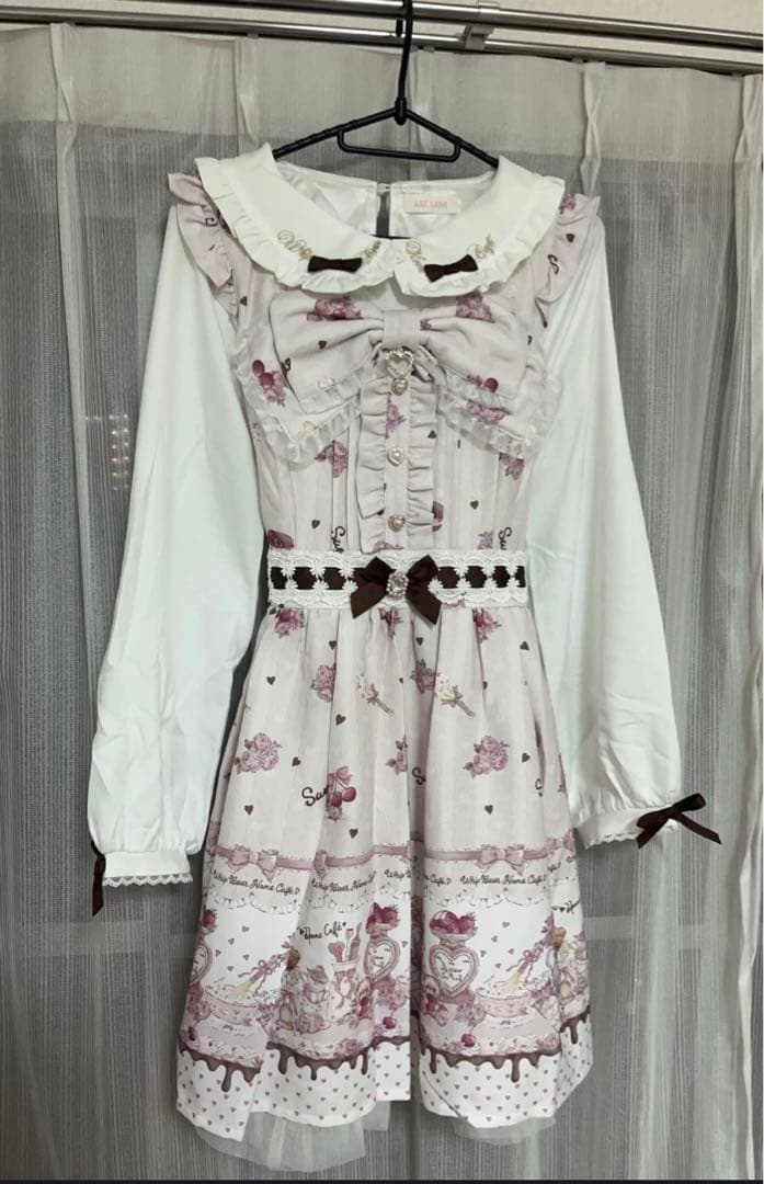 LIZLISA Whip Bear  Cafe柄ワンピース　ホワイト