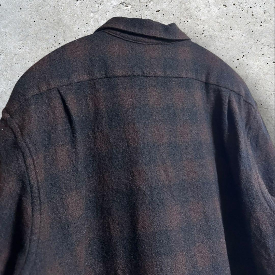 COMOLI コモリ ウールチェックシャツ ブラウン 2 カシミヤ 長袖 茶