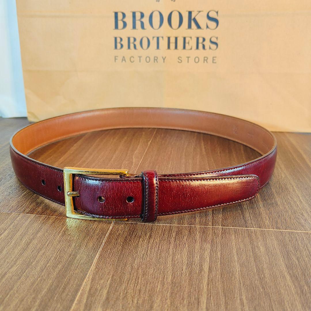 【Vintage USA製】ブルックスブラザーズ　高級艶バーガンディドレスベルト