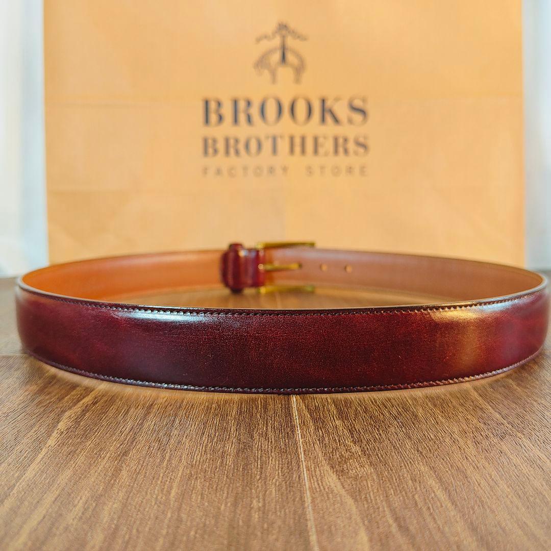 【Vintage USA製】ブルックスブラザーズ　高級艶バーガンディドレスベルト