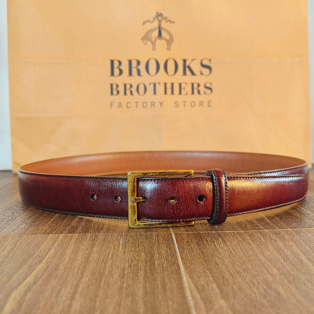 【Vintage USA製】ブルックスブラザーズ　高級艶バーガンディドレスベルト